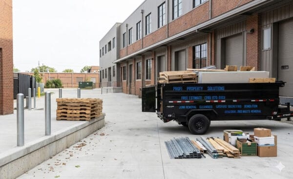 Construction site with building materials and equipment for property development.